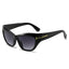 (6 PACK) Wholesale Sunglasses New Arrival Fashion Women Small Cat Eye Unique Trendy 2024 - BulkSunglassesWholesale.com - Black Frame Gradient Black Lens