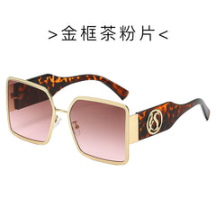 (6 PACK) Wholesale Sunglasses New Arrival Metal Fashion Unisex Oversized Trendy 2024 - BulkSunglassesWholesale.com - Gold Frame Tea Pink Lens