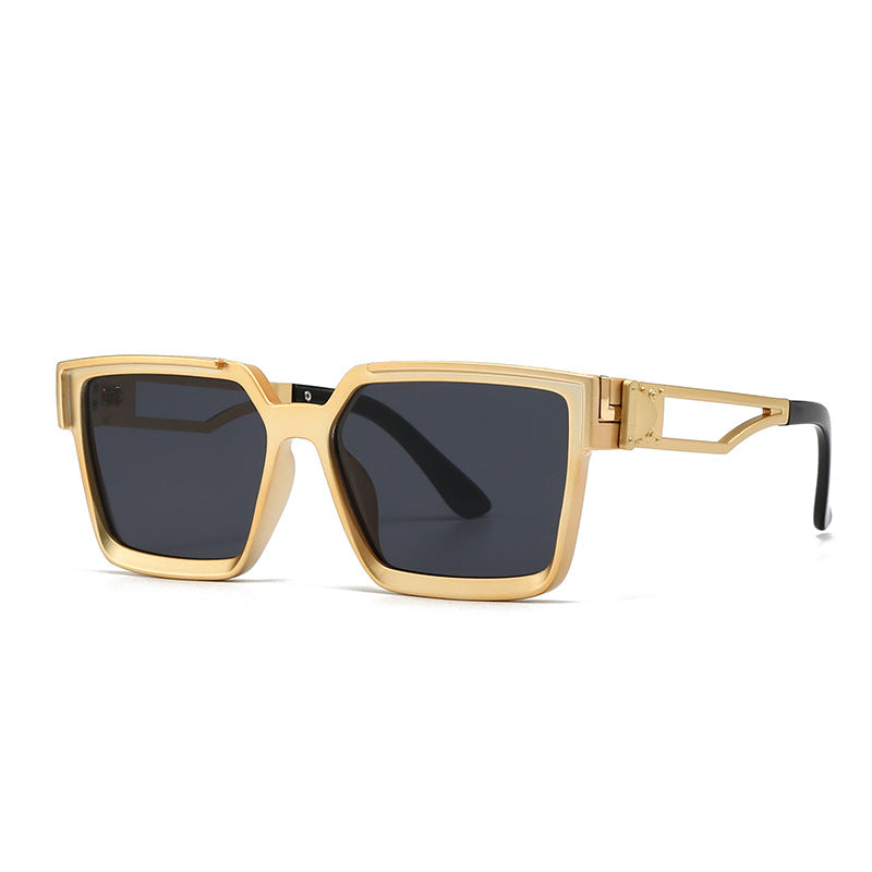 (6 PACK) Wholesale Sunglasses Street Square Small Women 2024 - BulkSunglassesWholesale.com - Gold Frame Black