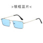 (6 PACK) Wholesale Sunglasses Metal Square Small Women Fashion Vintage Unique Street Trendy 2024 - BulkSunglassesWholesale.com - Silver Frame Blue Lens