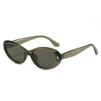 (6 PACK) Wholesale Sunglasses Oval Cat Eye Women Trendy Street 2025 - BulkSunglassesWholesale.com - Green Frame Black Lens