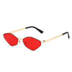 (6 PACK) Wholesale Sunglasses New Arrival Fashion Polygon Metal Unique 2025 - BulkSunglassesWholesale.com - Gold Frame Red Lens
