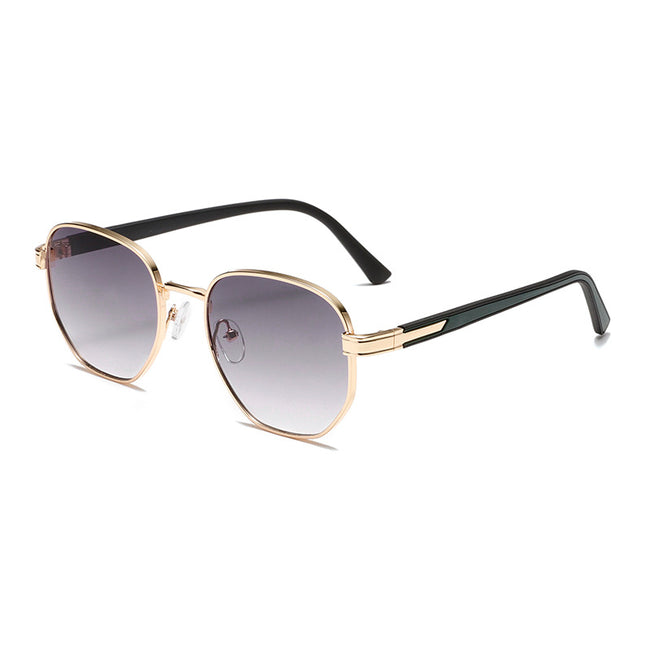 (6 PACK) Wholesale Sunglasses Metal Vintage Trendy Street 2024 - BulkSunglassesWholesale.com - Gold Frame Gradient Black Hover Image