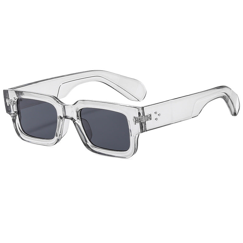 (6 PACK) Wholesale Sunglasses Fashion Square Women Men Vintage 2024 - BulkSunglassesWholesale.com - Clear Grey Frame Black Lens