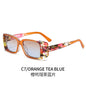 (6 PACK) Wholesale Sunglasses New Arrival Square Women Fashion Unique Square 2024 - BulkSunglassesWholesale.com - Orange Frame Tea Blue Lens