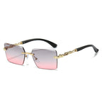 (6 PACK) Wholesale Sunglasses New Arrival Square Fashion Unique Unique Cut Edge 2024 - BulkSunglassesWholesale.com - Gold Frame Grey Pink Lens