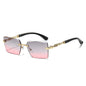 (6 PACK) Wholesale Sunglasses New Arrival Square Fashion Unique Unique Cut Edge 2024 - BulkSunglassesWholesale.com - Gold Frame Grey Pink Lens