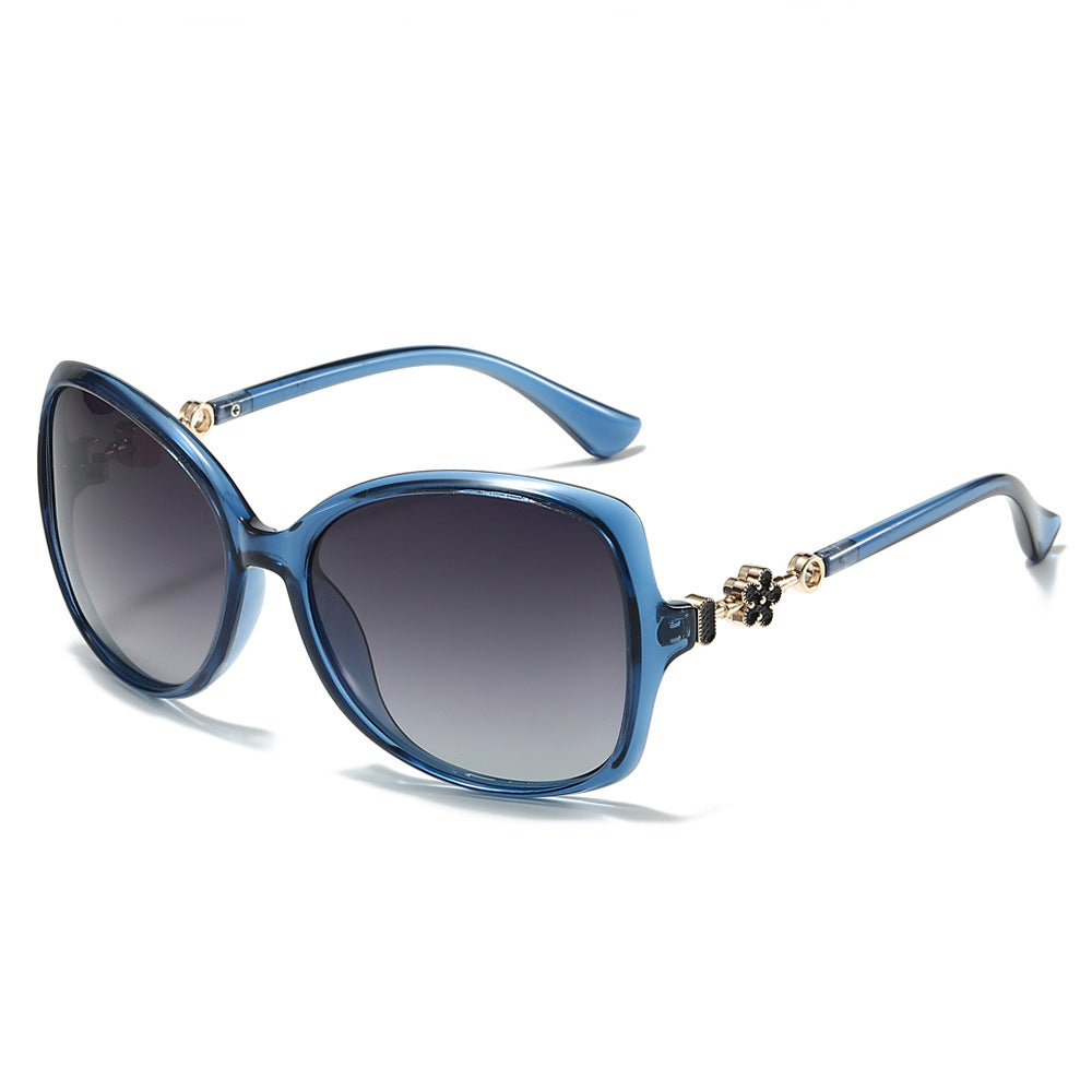 (6 PACK) Wholesale Sunglasses New Arrival Polarized Women Oversized Vintage Street Trendy 2025 - BulkSunglassesWholesale.com - Blue Frame Gradient Black Lens