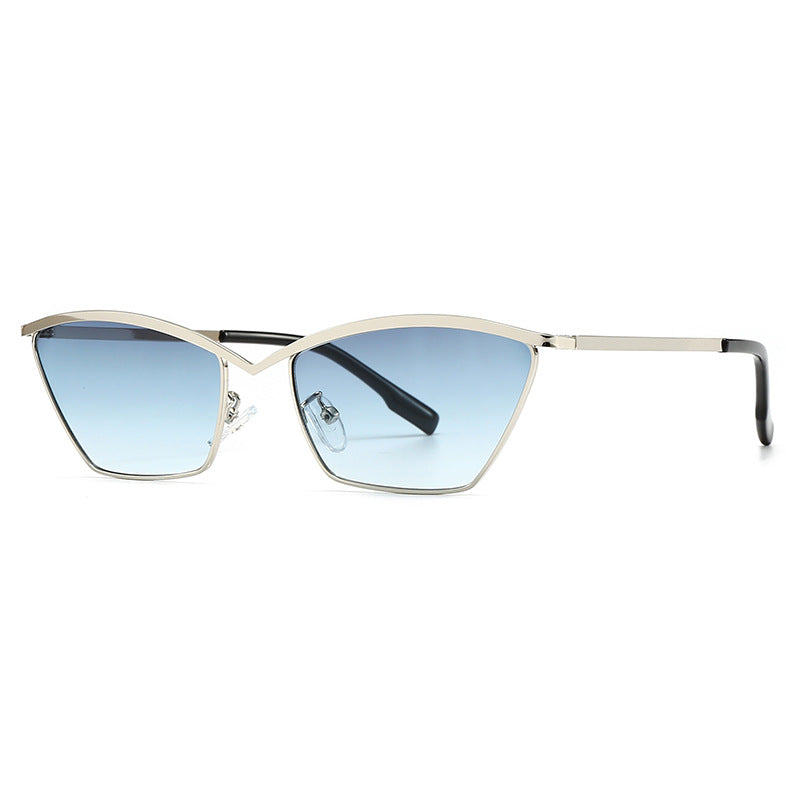 (6 PACK) Wholesale Sunglasses Metal Vintage Trendy Street 2024 - BulkSunglassesWholesale.com - Silver Blue