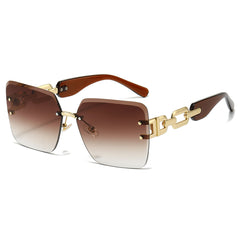 (6 PACK) Wholesale Sunglasses New Arrival Rimless Cut Edge Fashion Vintage Outdoor Women 2024 - BulkSunglassesWholesale.com - Tea Temple Gradient Tea Lens