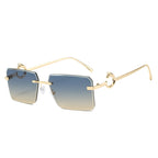 (6 PACK) Wholesale Sunglasses New Arrival Rimless Unique Metal Fashion Cut Edge Women 2024 - BulkSunglassesWholesale.com - Gold Frame Green Yellow Lens
