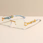 (6 PACK) Wholesale Sunglasses Rimless Cut Edge Fashion Square Trendy 2024 - BulkSunglassesWholesale.com - Temple Clear Lens