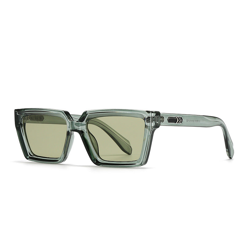 (6 PACK) Wholesale Sunglasses Rivet Street Square 2024 - BulkSunglassesWholesale.com - Transparent Green Green Lens