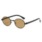 (6 PACK) Wholesale Sunglasses Korean Metal Oval Cat Eye Vintage Women Trendy Round 2025 - BulkSunglassesWholesale.com - Black Frame Tea Lens