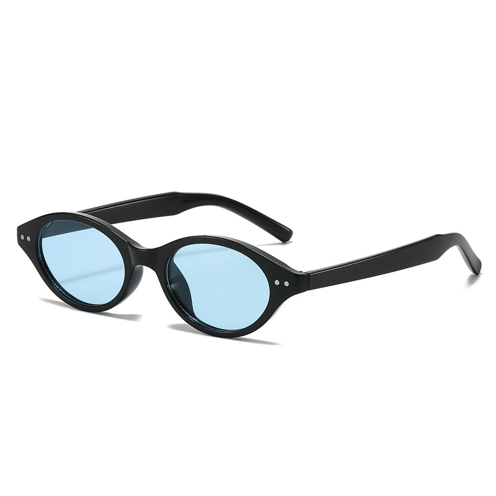 (6 PACK) Wholesale Sunglasses New Arrival Small Women Antiblue Light 2025 - BulkSunglassesWholesale.com - Shiny Black Frame Blue Lens