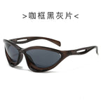 (6 PACK) Wholesale Sunglasses New Arrival Trendy Fashion Sport New Arrival Cycling Hollow 2024 - BulkSunglassesWholesale.com - Brown Frame Black Black Lens