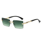 (6 PACK) Wholesale Sunglasses New Arrival Square Fashion Unique Unique Cut Edge 2024 - BulkSunglassesWholesale.com - Gold Frame Gradient Green Lens