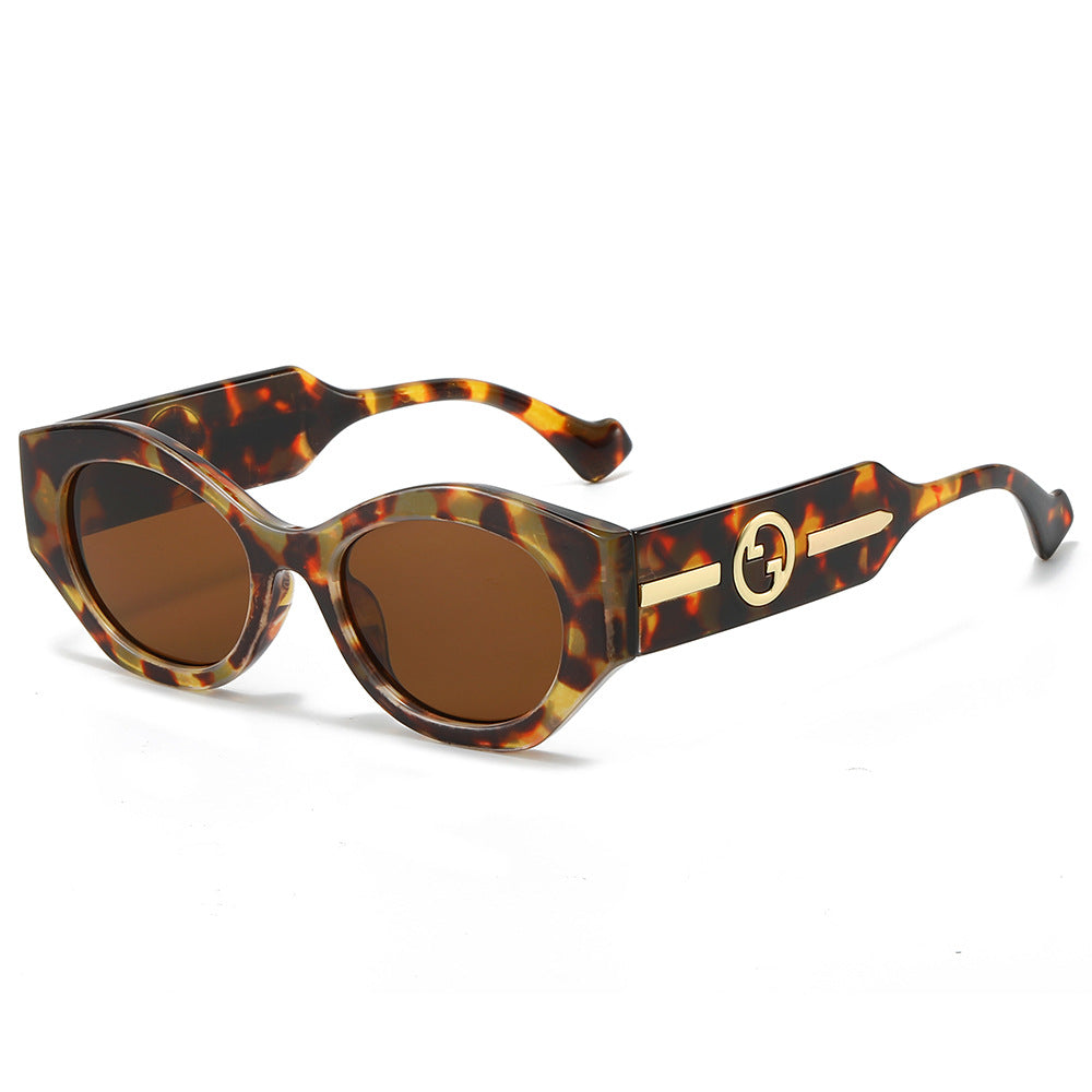 (6 PACK) Wholesale Sunglasses New Arrival Cat Eye Men Fashion Unique 2024 - BulkSunglassesWholesale.com - Leopard Print Frame Tea Lens