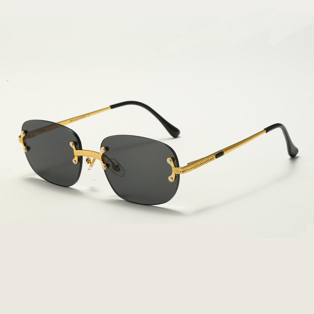 (6 PACK) High-quality 18K Covered Gold Oval Rimless Sunglasses For Men Luxury Frame - Bulk Sunglasses Wholesale