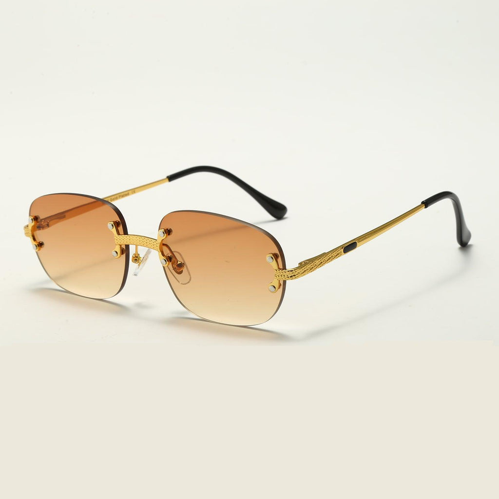 (6 PACK) High-quality 18K Covered Gold Oval Rimless Sunglasses For Men Luxury Frame - Bulk Sunglasses Wholesale