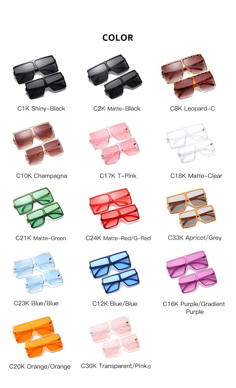 (6 PACK) Mother and Daughter Square Oversized Wholesale Sunglasses - Bulk Sunglasses Wholesale