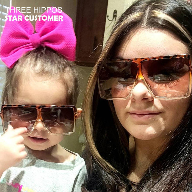 (6 PACK) Mother and Daughter Square Oversized Wholesale Sunglasses Main Image