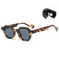 (6 PACK) Wholesale Sunglasses Polygon Women Small Men New Arrival 2023 - BulkSunglassesWholesale.com - Leopard Print Frame Black Grey