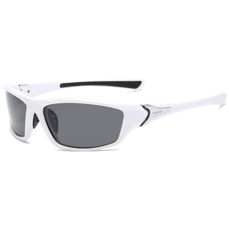 (12 PACK) Wholesale Sports Sunglasses 2023 - BulkSunglassesWholesale.com - White Frame Black Lens