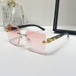 (6 PACK) Wholesale Sunglasses New Arrival Unique Vintage Rimless Wood Grain Square Women Gradient 2024 - BulkSunglassesWholesale.com - Gold Frame Gradient Pink Lens