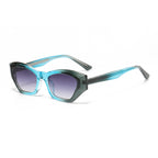 (6 PACK) Wholesale Sunglasses Polygon Cat Eye Wire Core TR New Arrival Hip Hop Street Trendy 2023 - BulkSunglassesWholesale.com - Blue Green Frame Gradient Grey