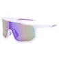 (12 PACK) Wholesale Sports Sunglasses Unisex Outdoor Sport Cycling Oversized New Arrival 2023 - BulkSunglassesWholesale.com - White Frame Purple Mirrored