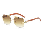 (6 PACK) Wholesale Sunglasses Double Bridge Cut Edge Leopard Head Wood Grain New Arrival Colorful Street Trendy 2024 - BulkSunglassesWholesale.com - Gold Frame Gradient Tea