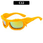(6 PACK) Wholesale Sunglasses Unique Hip Hop Fashion Trendy 2023 - BulkSunglassesWholesale.com - Yellow Frame Red Mirrored