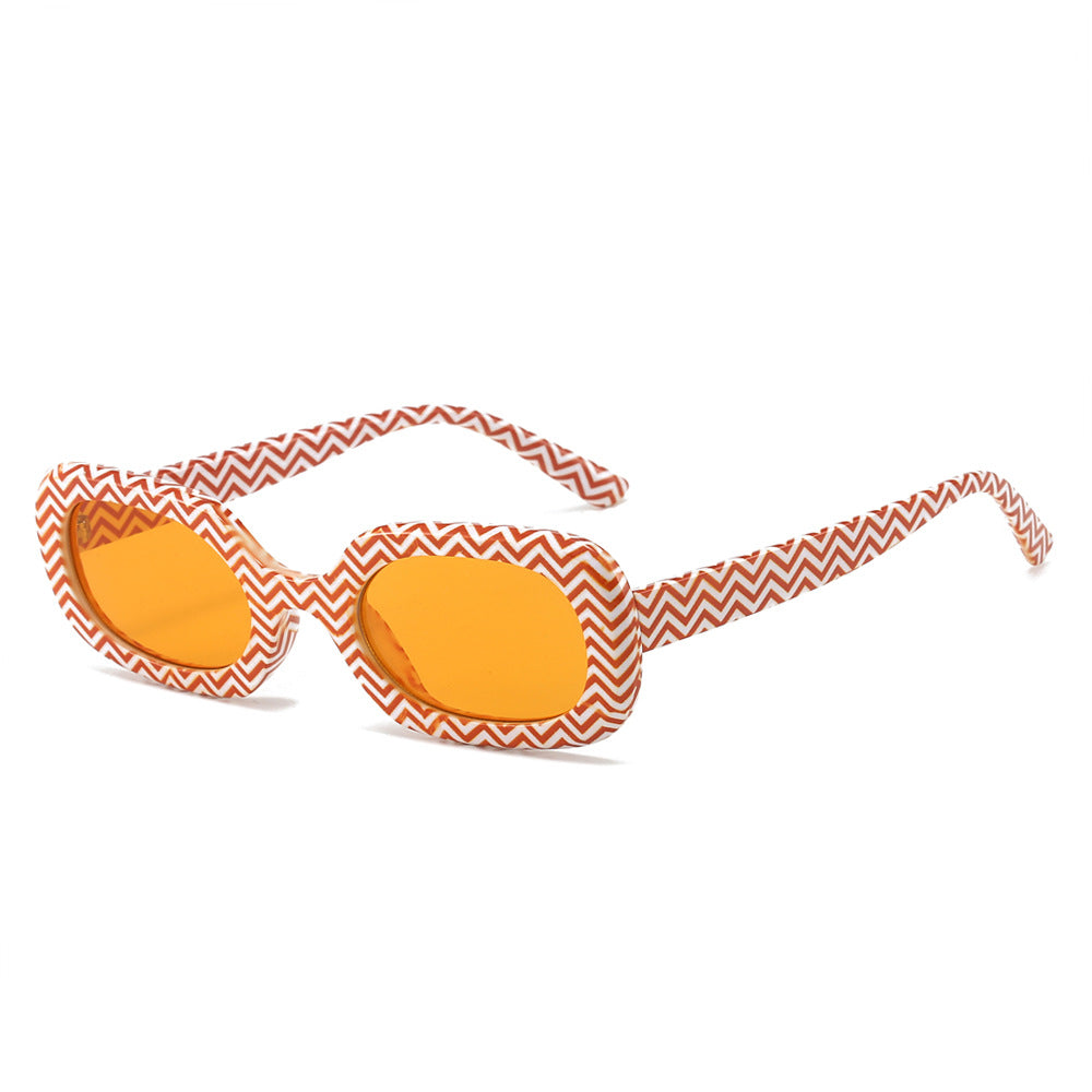 (6 PACK) Wholesale Sunglasses Square Fashion New Arrival Square 2024 - BulkSunglassesWholesale.com - Red White Orange Lens