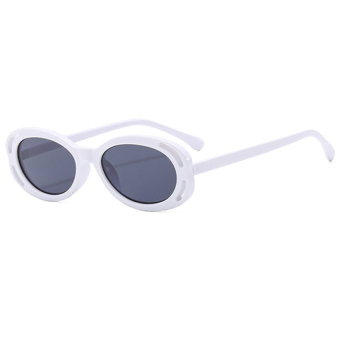 (6 PACK) Wholesale Sunglasses New Arrival Oval Unique Hollow 2023 - BulkSunglassesWholesale.com - White