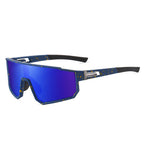(12 PACK) Wholesale Sports Sunglasses New Arrival Sport Fashion Polarized One Piece Cycling Outdoor 2024 - BulkSunglassesWholesale.com - Blue Frame Dark Blue Mirrored