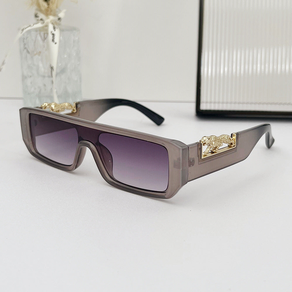 (6 PACK) Wholesale Sunglasses Small Vintage Square Trendy One Piece Unique 2024 - BulkSunglassesWholesale.com - Grey Frame Gradient Black Lens