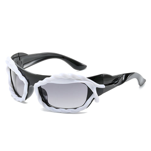 (6 PACK) Wholesale Sunglasses 2023 - BulkSunglassesWholesale.com - Black Frame Black Lens ( White )