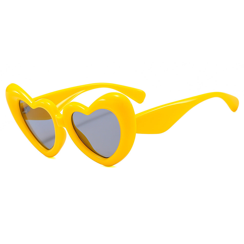 (6 PACK) Wholesale Sunglasses New Arrival Fashion Inflated Fashion Women 2023 - BulkSunglassesWholesale.com - Yellow Frame Black Lens