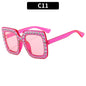 (6 PACK) Wholesale Sunglasses Square Unique Women 2023 - BulkSunglassesWholesale.com - Dark Purple Red Frame Pink Lens