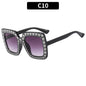 (6 PACK) Wholesale Sunglasses New Arrival Square Rhinestone Fashion Vintage Trendy 2023 - BulkSunglassesWholesale.com - Shiny Black Frame Gradient Black Lens