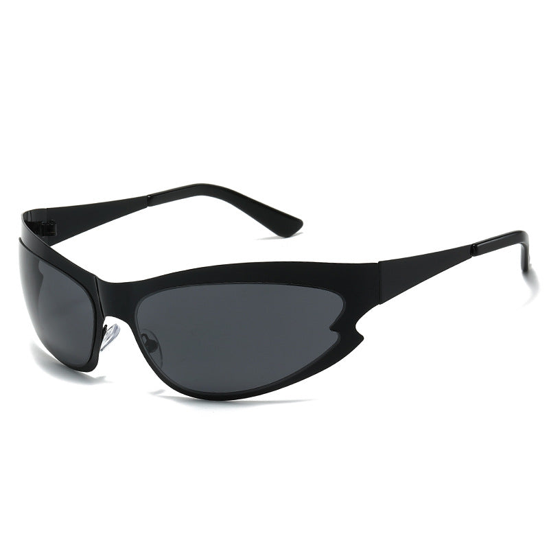 (6 PACK) Wholesale Sunglasses New Arrival Cat Eye Unique Fashion Cycling Sport 2023 - BulkSunglassesWholesale.com - Black Frame Black Lens