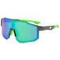 (12 PACK) Wholesale Sports Sunglasses Outdoor Sport Trendy Polarized Unisex New Arrival Cycling 2024 - BulkSunglassesWholesale.com - Gunmetal Grey Frame Green Mirrored