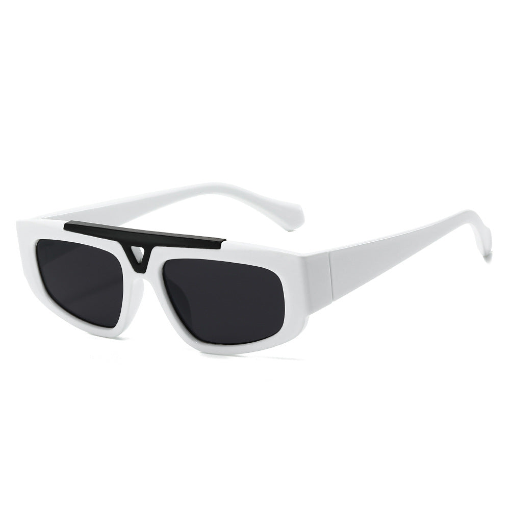 (6 PACK) Wholesale Sunglasses New Arrival Small Fashion Unique Metal Hollow 2023 - BulkSunglassesWholesale.com - White Frame Black Lens