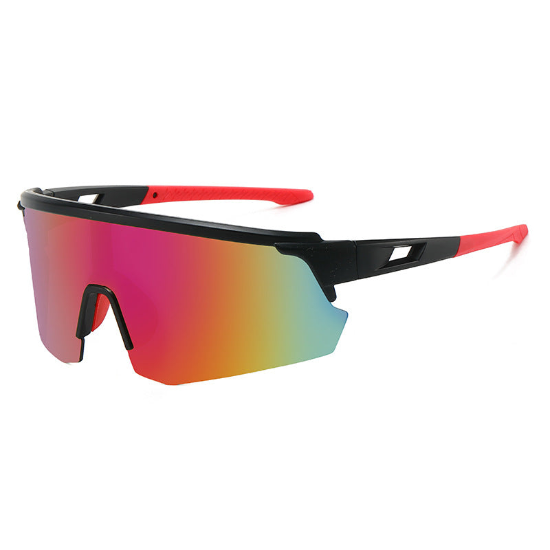 (12 PACK) Wholesale Sports Sunglasses New Arrival Outdoor Windproof Unisex Cycling Sport 2024 - BulkSunglassesWholesale.com - Matt Black Purple Mirrored