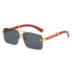 (6 PACK) Wholesale Sunglasses New Arrival Double Bridge Cut Edge Square Trendy 2023 - BulkSunglassesWholesale.com - Gold Frame Grey