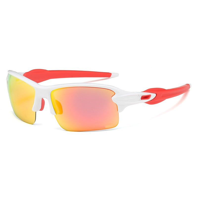 (12 PACK) Wholesale Sports Sunglasses 2023 - BulkSunglassesWholesale.com - White Red Mirrored