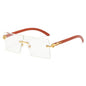 (6 PACK) Wholesale Sunglasses New Arrival One Piece Square Rimless Wood Grain Unique Trendy 2024 - BulkSunglassesWholesale.com - Gold Frame White