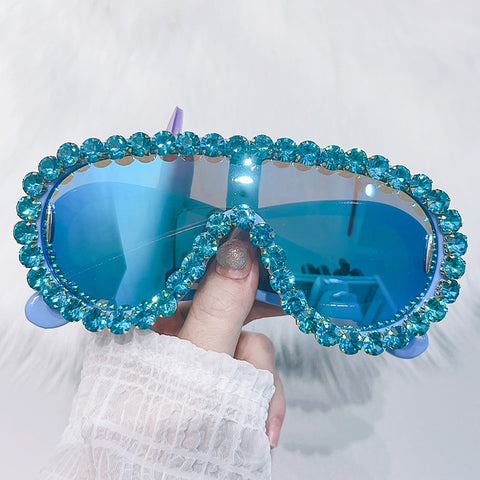 (6 PACK) Wholesale Sunglasses 2023 - BulkSunglassesWholesale.com - Blue Frame Blue Lens Blue
