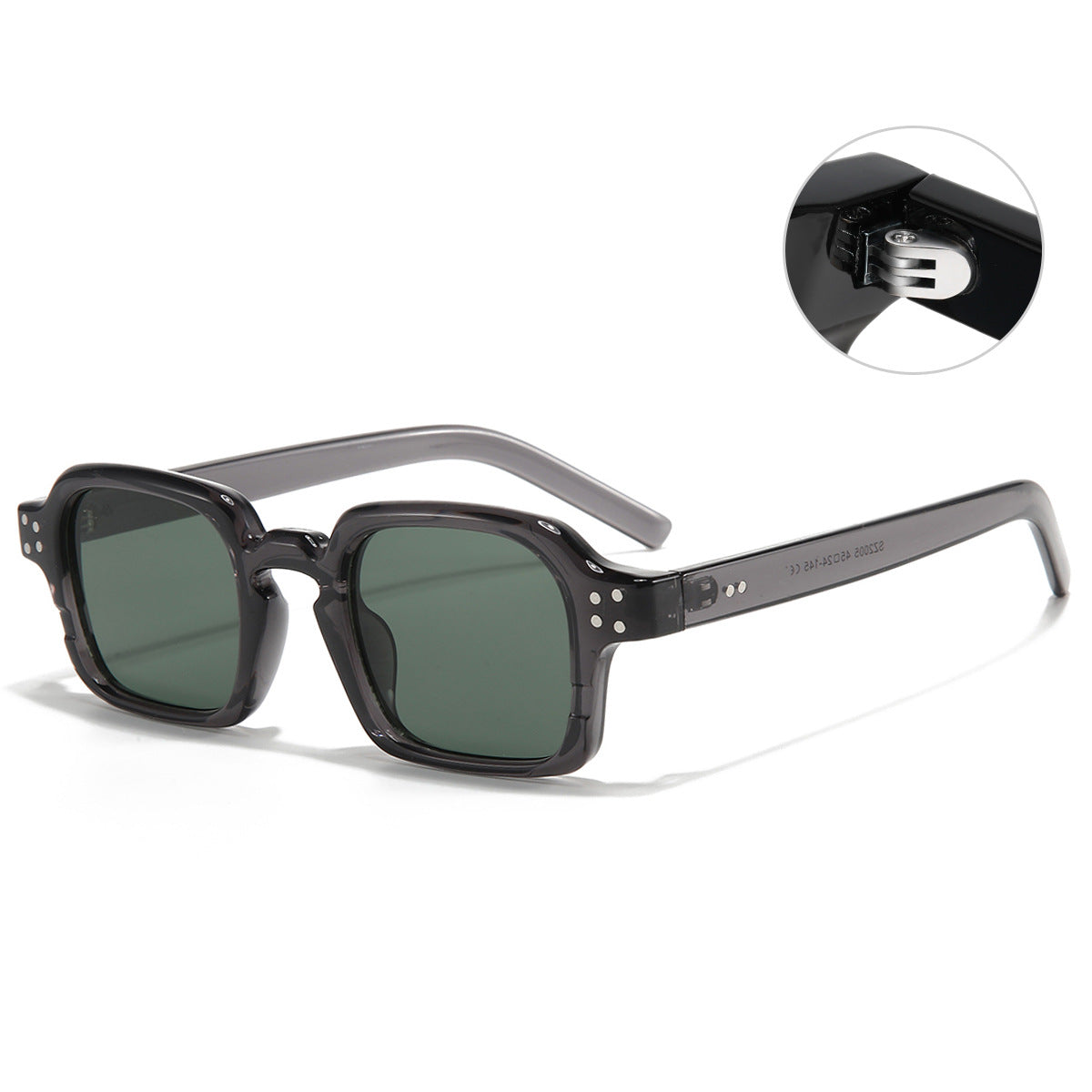 (6 PACK) Wholesale Sunglasses Vintage Square Trendy Women 2023 - BulkSunglassesWholesale.com - Clear Grey Frame Green